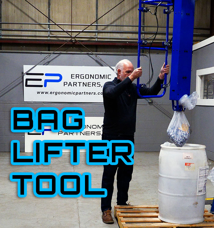 Custom Tool to Grip and Lift Bags In/Out of 55-Gallon Barrels