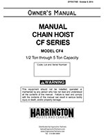 Harrington CF015-20 1 1/2 Ton 20FT Lift Chain Hoist Model CF4-0987 *NIB* 