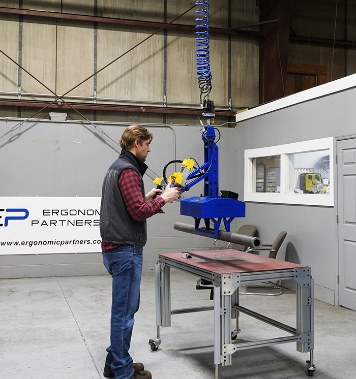 Pneumatic Gripper for Lifting Steel Pipes into CNC