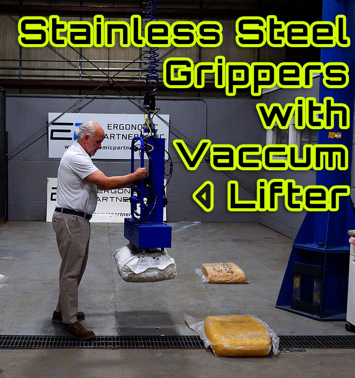 Vacuum Lifter with Stainless Steel Grippers for Bags and Bales