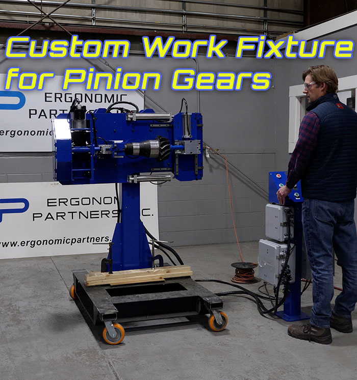 Work Positioner to Grip, Flip, and Rotate Pinions for Deburring